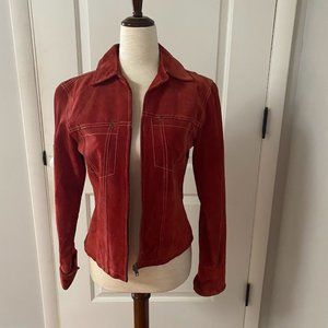 Wine color leather jacket